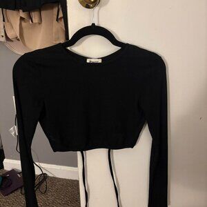 Black princess Polly long sleeve crop top tie back size 2
